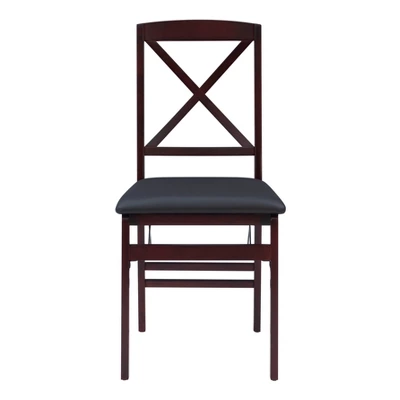 Set Of 2 Triena X Back Folding Chair Upholstered Seat Espresso - Linon - Image 3