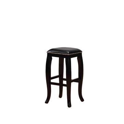San Francisco Backless Faux Leather Barstool Wood Caramel - Linon - Image 7