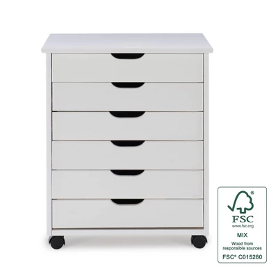 Cary 6 Drawer Wide Roll Cart - Linon - Image 2