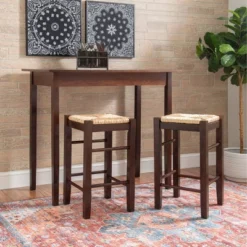 3pc Counter Height Table Dining Sets Wood/Brown - Linon