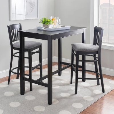 Set Of 2 Maryah Upholstered Barstools Black - Linon - Image 7