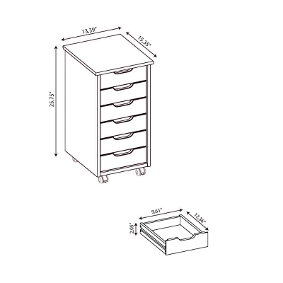 Cary 6 Drawer Rolling Storage Cart - Linon - Image 14