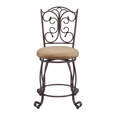 24" Genna Back Bar Counter Height Barstool Brown - Linon - Image 2
