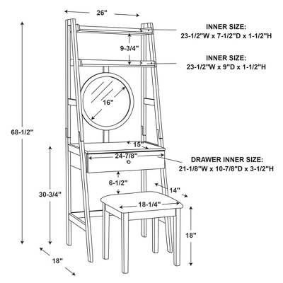 Alaina Leaning Vanity Set White - Linon - Image 11