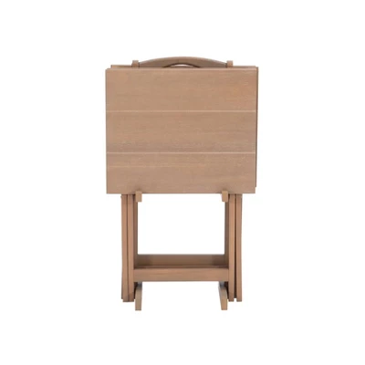 Acacia Tray Table Set Gray - Linon - Image 2