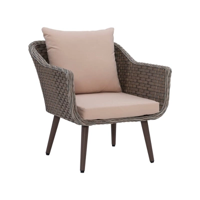 3pc Bertram Outdoor Wicker Conversation Set Gray - Linon - Image 2