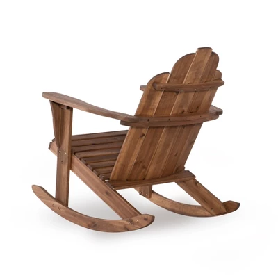 Outdoor Acacia Wood Adirondack Rocker Acorn Finish - Linon - Image 3