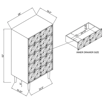 5 Drawer Geo Textured Chest - Linon - Image 13