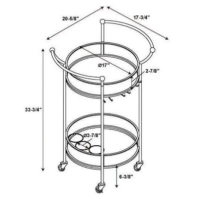Round Metal Bar Cart Gold - Linon - Image 7