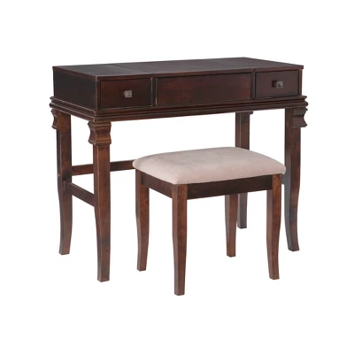 Home Angela Vanity Set Walnut - Linon - Image 2