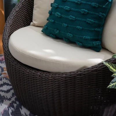 Linon Rylee Snuggle Aluminum & Rattan Club Chair Brown - Image 7