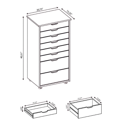 Cary 8 Drawer Rolling Storage Cart - Linon - Image 15
