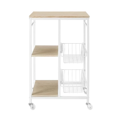 Tamarind Small Kitchen Cart White - Linon - Image 2