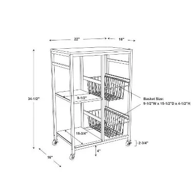 Tamarind Small Kitchen Cart White - Linon - Image 8