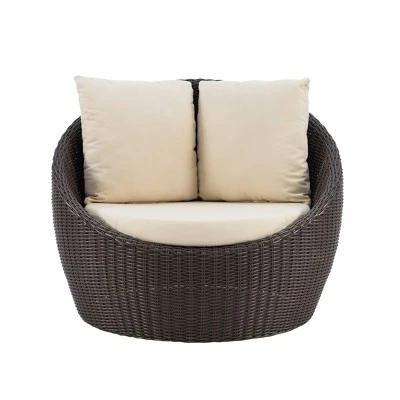 Linon Rylee Snuggle Aluminum & Rattan Club Chair Brown - Image 2