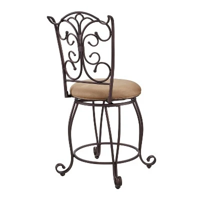 24" Genna Back Bar Counter Height Barstool Brown - Linon - Image 4