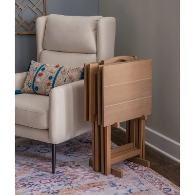 Acacia Tray Table Set Gray - Linon - Image 9