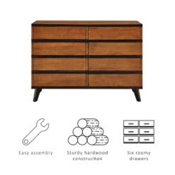 Mid-Century Modern 6 Drawer Dresser Walnut - Linon
