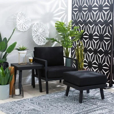 Linon Lark Aluminum Arm Chair Black - Image 7