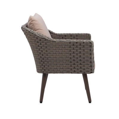 3pc Bertram Outdoor Wicker Conversation Set Gray - Linon - Image 4