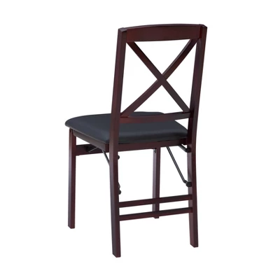 Set Of 2 Triena X Back Folding Chair Upholstered Seat Espresso - Linon - Image 5