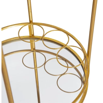 Round Metal Bar Cart Gold - Linon - Image 6