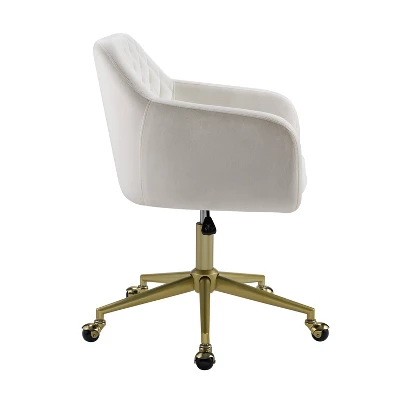 Imogen Quilted Office Chair Off White - Linon - Image 2