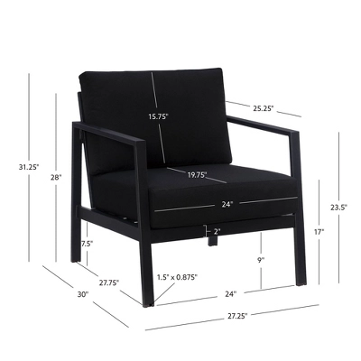 Linon Lark Aluminum Arm Chair Black - Image 9
