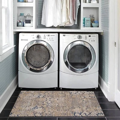 Selkirk Washable Outdoor Rug Navy/Sand - Linon - Image 8