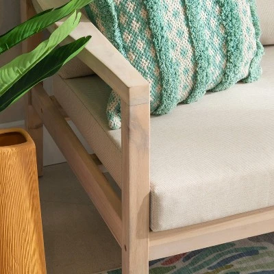 Linon Melita Acacia Two Seater Sofa Beige/White - Image 6