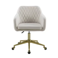Imogen Quilted Office Chair Off White - Linon