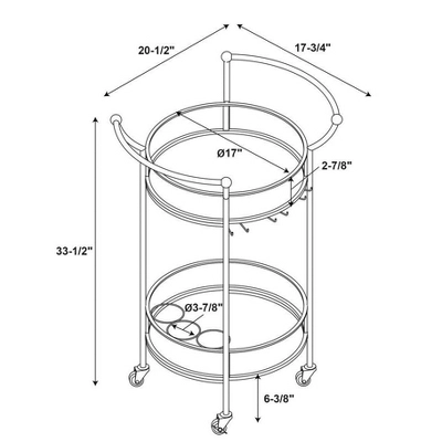 Round Metal Bar Cart Gold - Linon - Image 8