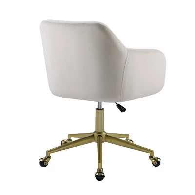 Imogen Quilted Office Chair Off White - Linon - Image 3