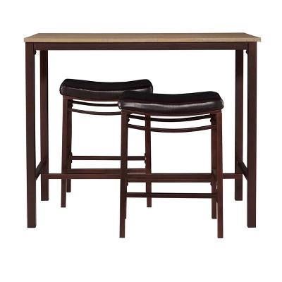 3pc Betty Pub Dining Sets Wood/Brown - Linon