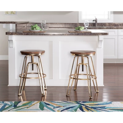 Metal And Wood Stools - Linon - Image 5