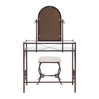 Clarisse Metal Vanity Set Brown - Linon - Image 5