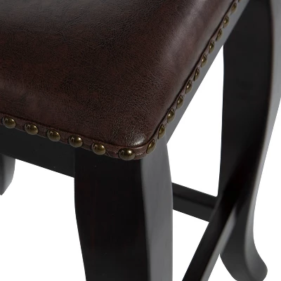San Francisco Backless Faux Leather Counter Height Barstool Wood Brown - Linon - Image 3