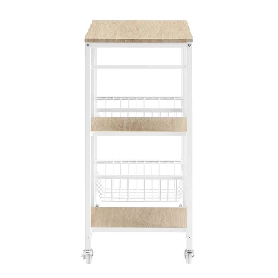 Tamarind Small Kitchen Cart White - Linon - Image 3
