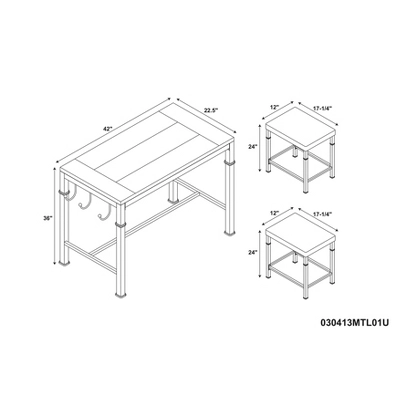 3pc Austin Pub Dining Sets Metal/Black - Linon - Image 10