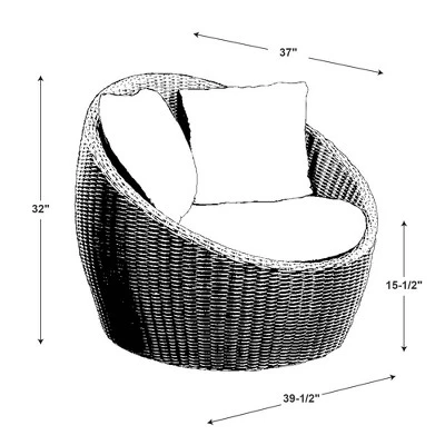 Linon Rylee Snuggle Aluminum & Rattan Club Chair Brown - Image 8