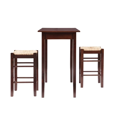 3pc Counter Height Table Dining Sets Wood/Brown - Linon - Image 3
