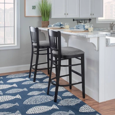 Set Of 2 Maryah Upholstered Barstools Black - Linon