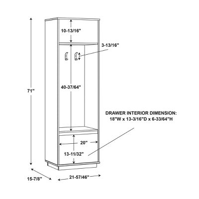 Gunther Mid-Century Hall Tree 1 Drawer Walnut - Linon - Image 8