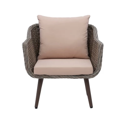 3pc Bertram Outdoor Wicker Conversation Set Gray - Linon - Image 3