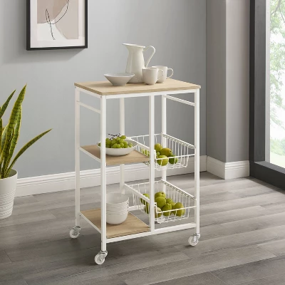 Tamarind Small Kitchen Cart White - Linon