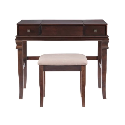 Home Angela Vanity Set Walnut - Linon - Image 4