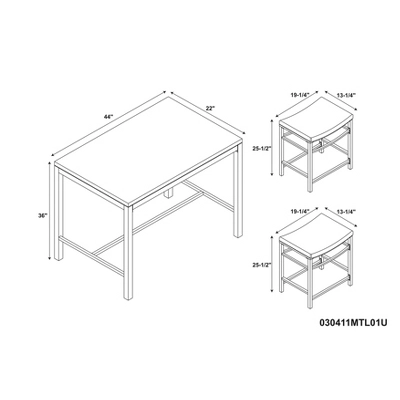 3pc Betty Pub Dining Sets Wood/Brown - Linon - Image 6