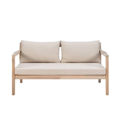 Linon Melita Acacia Two Seater Sofa Beige/White - Image 2