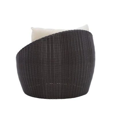 Linon Rylee Snuggle Aluminum & Rattan Club Chair Brown - Image 4