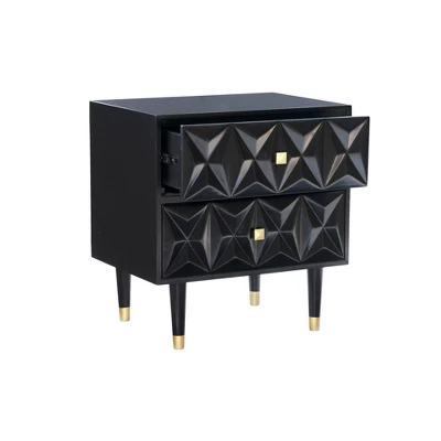 2 Drawer Geo Textured Nightstand - Linon - Image 2